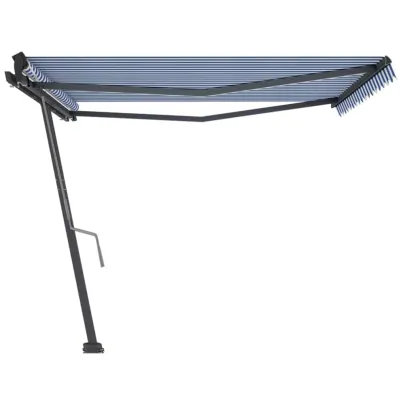Copertină Retractabilă Manual 450x300 cm - Albastru&Alb
