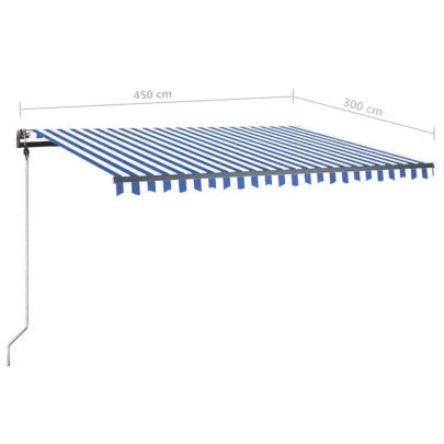 Copertină Retractabilă Manual 450x300 cm - Albastru&Alb