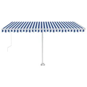 Copertină Retractabilă Manual 450x300cm - Albastru/Alb 2