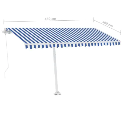 Copertină Retractabilă Manual 450x300cm - Albastru/Alb