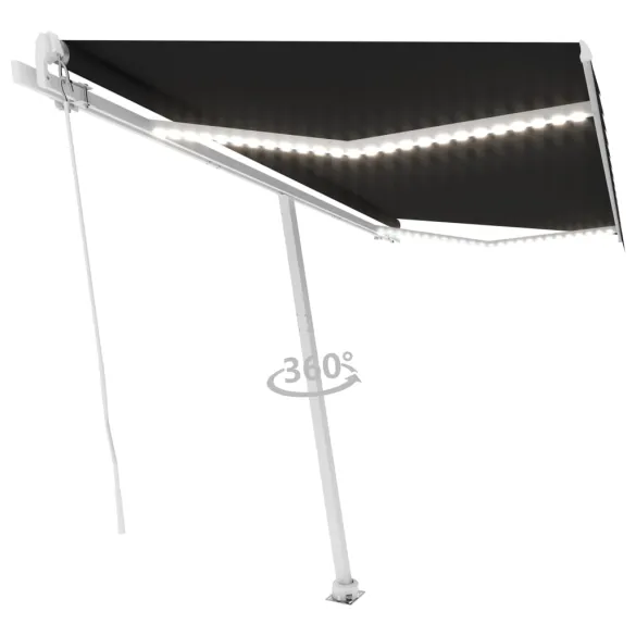 Copertină retractabilă manual cu LED - 450x300 cm - Antracit