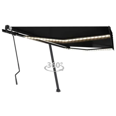 Copertină retractabilă manual cu LED - Antracit 400x300 cm