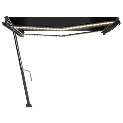 Copertină retractabilă manual cu LED - Antracit 400x300 cm