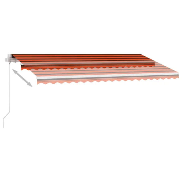 Copertină retractabilă manual cu LED portocaliu-maro 450x300cm