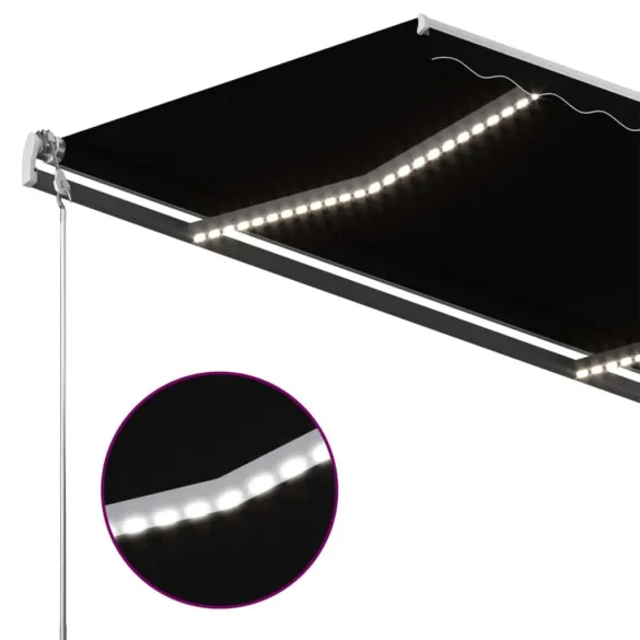 Copertină retractabilă manual cu LED - Antracit 400x300 cm