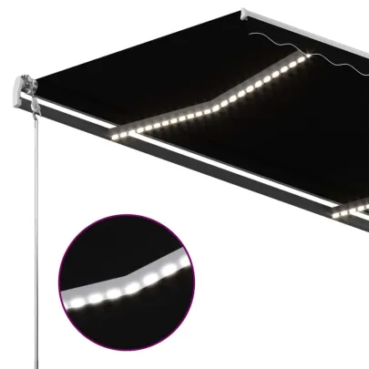 Copertină retractabilă manual cu LED - Antracit 400x300 cm