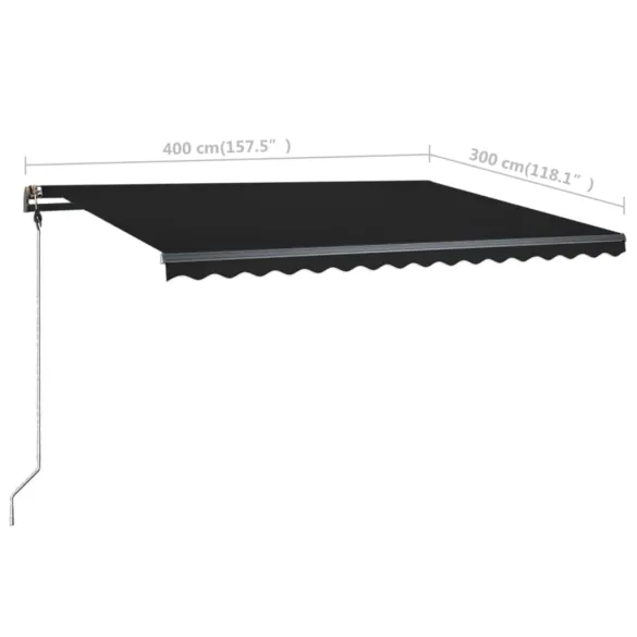 Copertină retractabilă manual cu LED - Antracit 400x300 cm