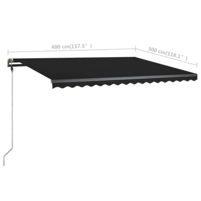 Copertină retractabilă manual cu LED - Antracit 400x300 cm