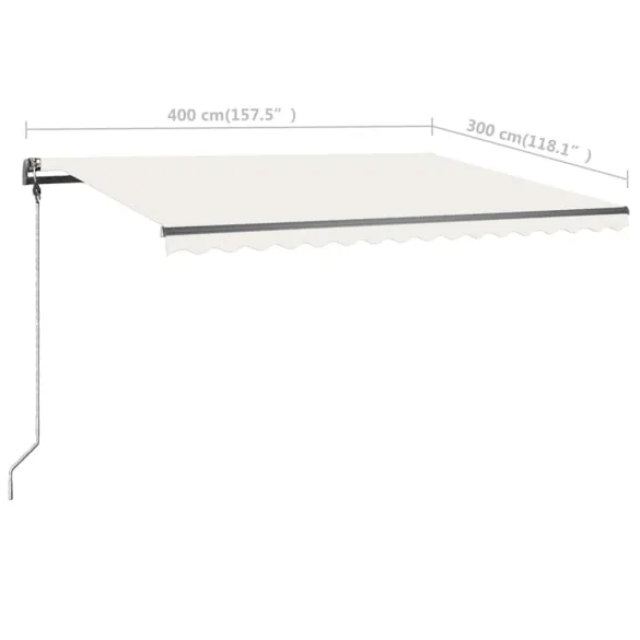 Copertină retractabilă manual cu LED 400x300 cm - Crem