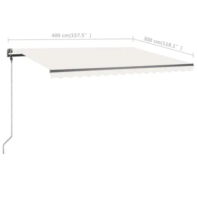 Copertină retractabilă manual cu LED 400x300 cm - Crem