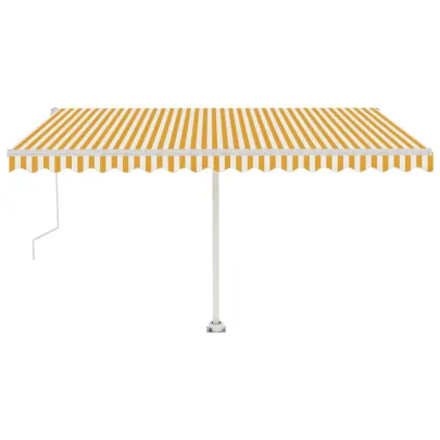 Copertină Retractabilă Automată 450x300 cm Galben-Alb