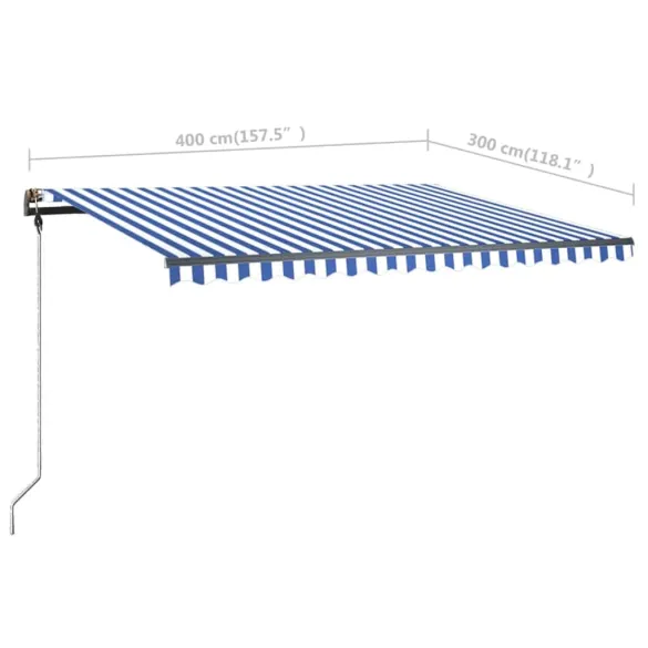 Copertină retractabilă manual cu LED - 400x300 cm | Livrare gratuită