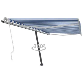 Copertină Retractabilă Manual 400x300 cm - Albastru/Alb