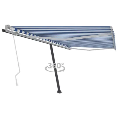 Copertină Retractabilă Manual 400x300 cm - Albastru/Alb