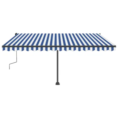 Copertină Retractabilă Manual 400x300 cm - Albastru/Alb