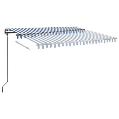 Copertină Retractabilă Manual 400x300 cm - Albastru/Alb