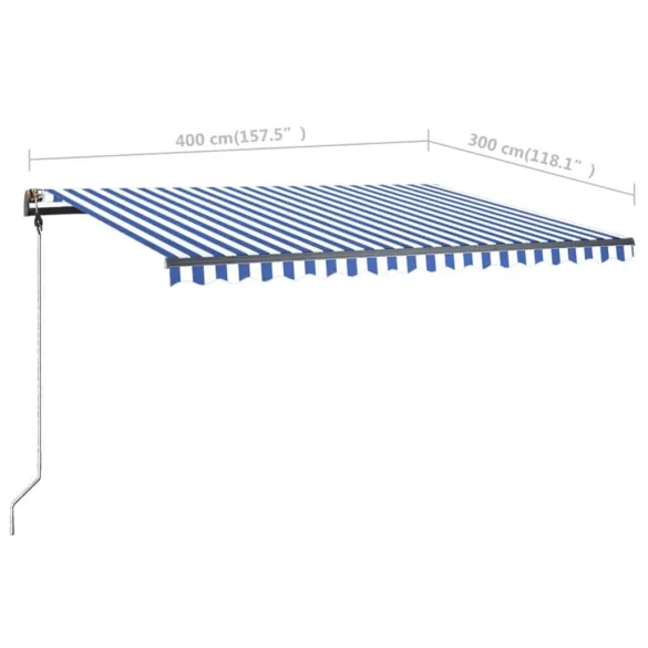 Copertină Retractabilă Manual 400x300 cm - Albastru/Alb