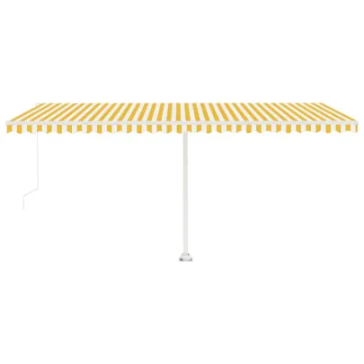 Copertină Retractabilă Manuală 5x3m - Galben/Alb | Livrare Gratuită