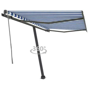 Copertină Retractabilă Automat 350x250 cm - Albastru/Alb