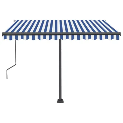 Copertină Retractabilă Automat 350x250 cm - Albastru/Alb