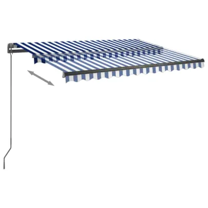 Copertină Retractabilă Automat 350x250 cm - Albastru/Alb