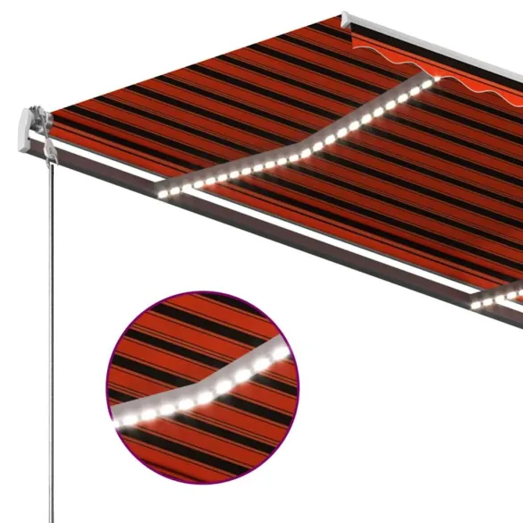 Copertină retractabilă manual cu LED pentru terasă 350x250 cm