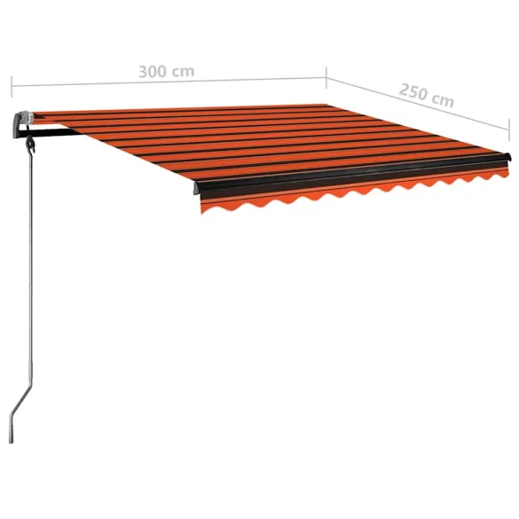 Copertină retractabilă manual cu LED pentru terasă 350x250 cm