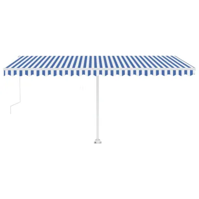 Copertină automată retractabilă 5x3m - Albastru/Alb | Livrare gratuită