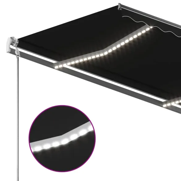 Copertină retractabilă manual cu LED - antracit - 350x250 cm