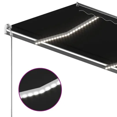 Copertină retractabilă manual cu LED - antracit - 350x250 cm