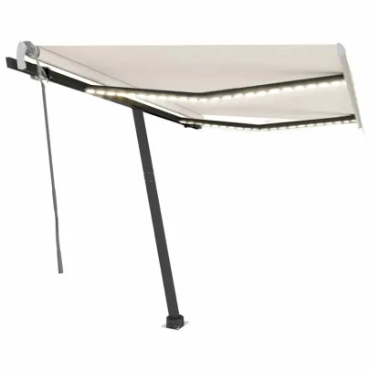 Copertină retractabilă manual cu LED - 350x250 cm - Crem