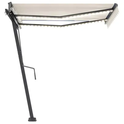 Copertină retractabilă manual cu LED - 350x250 cm - Crem