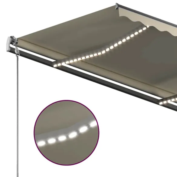 Copertină retractabilă manual cu LED - 350x250 cm - Crem