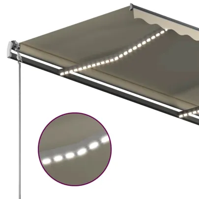 Copertină retractabilă manual cu LED - 350x250 cm - Crem