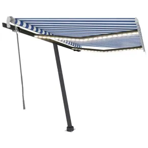 Copertină retractabilă manual cu LED - 350x250 cm - Albastru și Alb 2