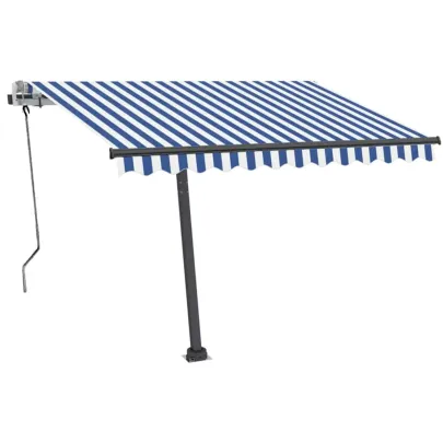 Copertină retractabilă manual cu LED - 350x250 cm - Albastru și Alb
