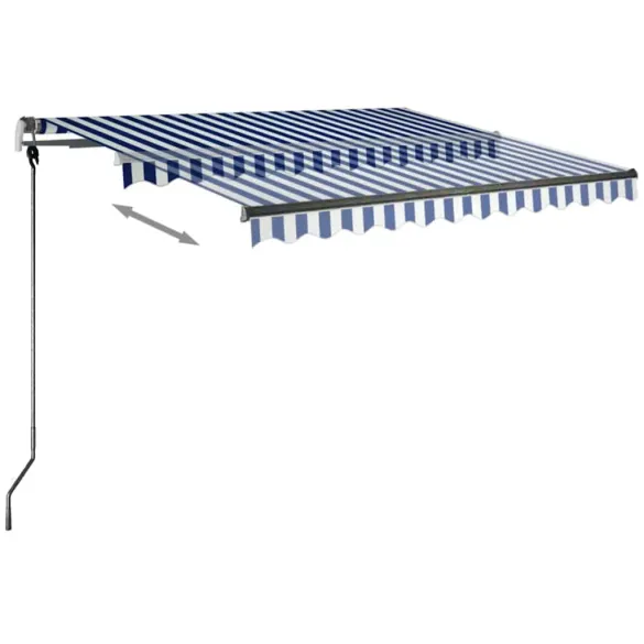 Copertină retractabilă manual cu LED - 350x250 cm - Albastru și Alb