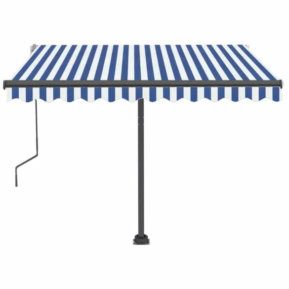Copertină retractabilă manual cu LED - 350x250 cm - Albastru și Alb