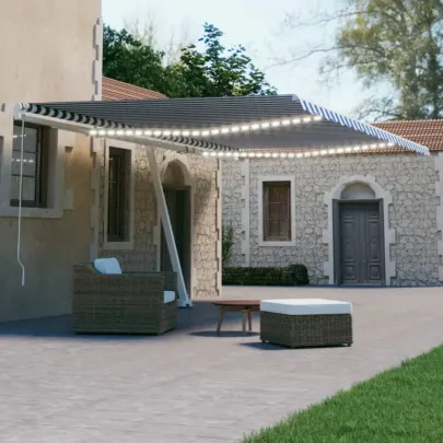 Copertină Automată cu Senzor Vânt și LED - 5x3m | Livrare Gratuită