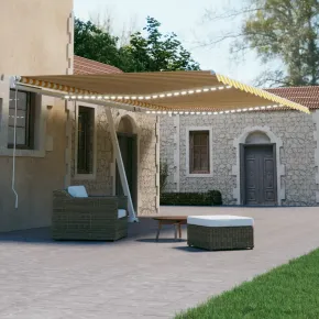 Copertină Automată cu Senzor Vânt și LED - Galben/Alb