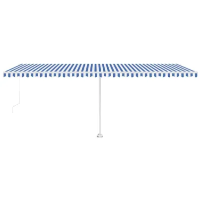 Copertină retractabilă manual 6x3m - Albastru/Alb