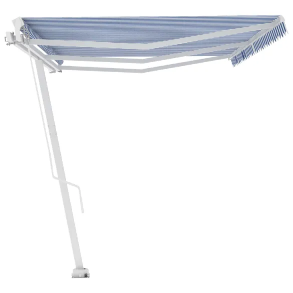 Copertină retractabilă manual 6x3m - Albastru/Alb