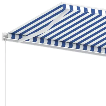 Copertină retractabilă manual 6x3m - Albastru/Alb