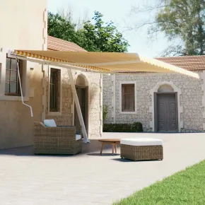 Copertină Retractabilă Manuală 6x3m - Galben/Alb | Livrare Gratuită