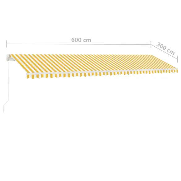 Copertină Retractabilă Manuală 6x3m - Galben/Alb | Livrare Gratuită