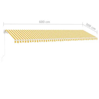 Copertină Retractabilă Manuală 6x3m - Galben/Alb | Livrare Gratuită