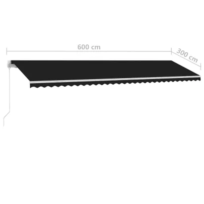 Copertină Retractabilă Manuală 6x3m - Antracit | Livrare Gratuită