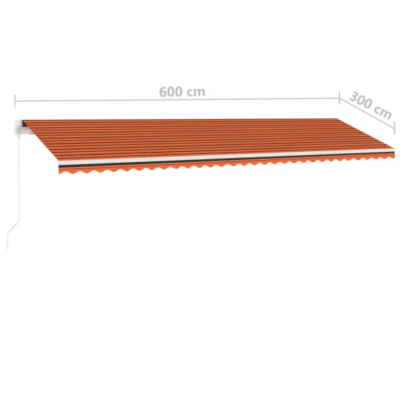 Copertină Retractabilă Manuală 6x3m - Portocaliu/Maro