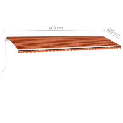 Copertină Retractabilă Manuală 6x3m - Portocaliu/Maro
