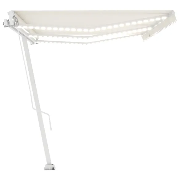 Copertină retractabilă manual cu LED - 600x300 cm - Crem